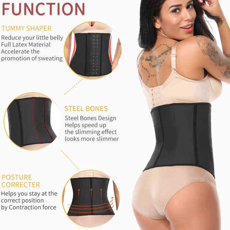 Shapewear Latex Waist Trainer Belt Slimming Waist Cincher Body Shaper Tummy Trimmer Long Torso Belt Corset Modelling Belt L220802