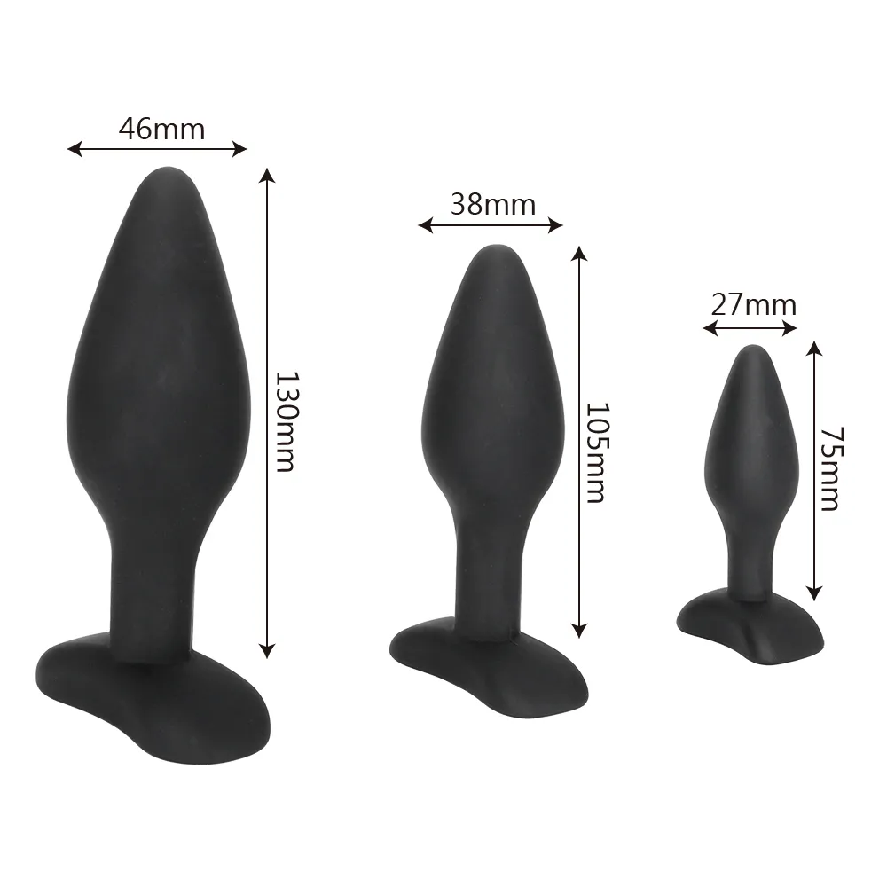 OLO Erwachsene Produkte Anal Trainer sexy Spielzeug für Männer Frauen Homosexuell Schwarz S/M/L Silikon 3 Teile/satz prostata-massagegerät Butt Plug