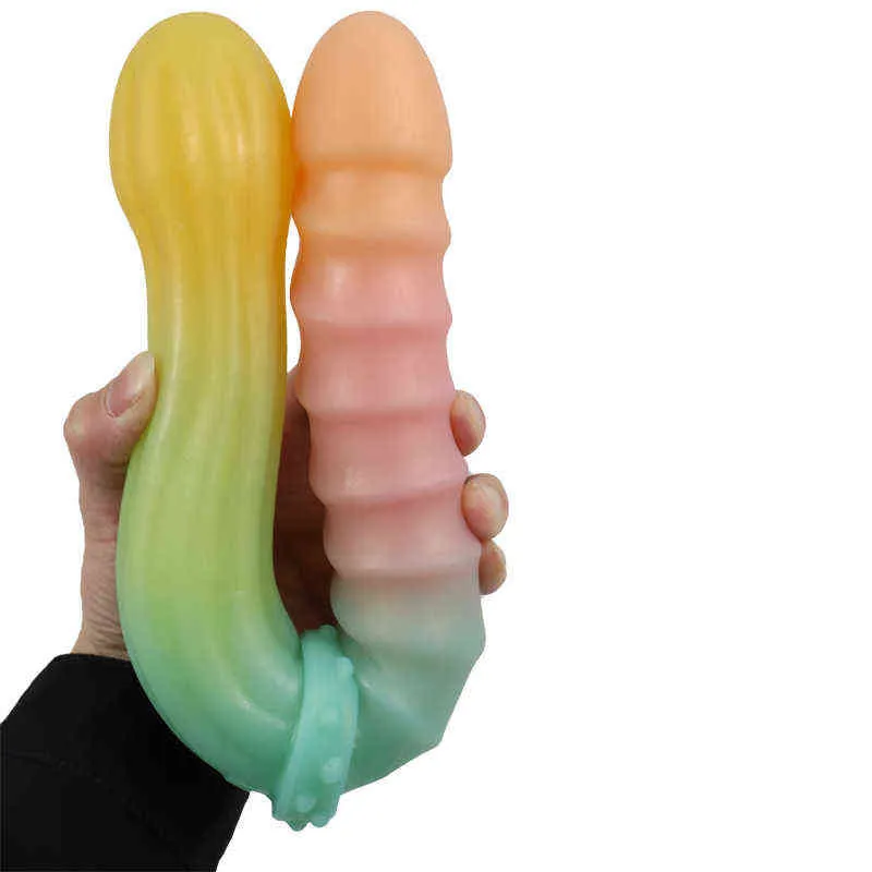 Nxy godes liquide Silicone nouveau pénis à Double tête femelle faux Plug Anal produits de sexe pour adultes appareil de Massage et de Masturbation 0316