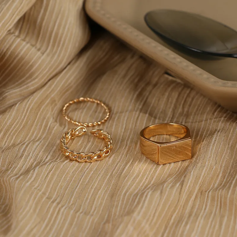 set anillos de moda estilo coreea para mujeres giro minimalista de chicas cuadradas pik joya para adolescentes 220716