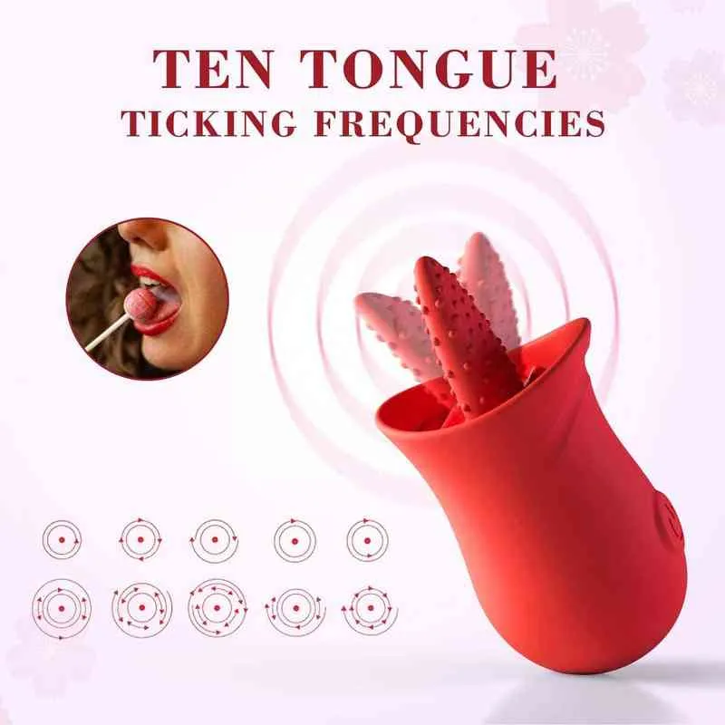 NXY Vibrators Hot 3 Färger Vuxen Kvinna Toy Multi Oral Licking Clitoris Vagina Stimulator Rose Tongue Sucking Vibrator Sex för Women 0411