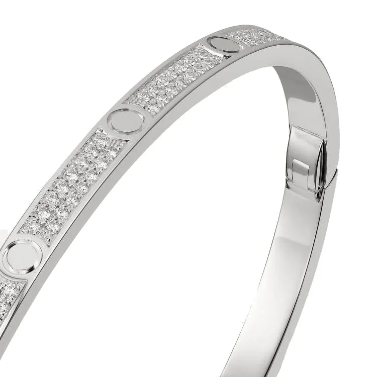 Thin MOVE BRACELET full diamond screw designer Bangles fashion Jewelry Womans Designer 3 65mm Rose Gold platinum bracelets for wom297Z