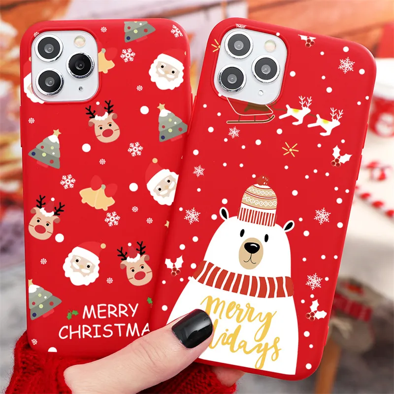 Christmas Phone Cases For Xiaomi Mi 11 Lite 6A 7A 8 A2 A1 CC9e Poco M3 Redmi Note 10S 10 K40 Pro Soft TPU Cute Cover Funda Bags