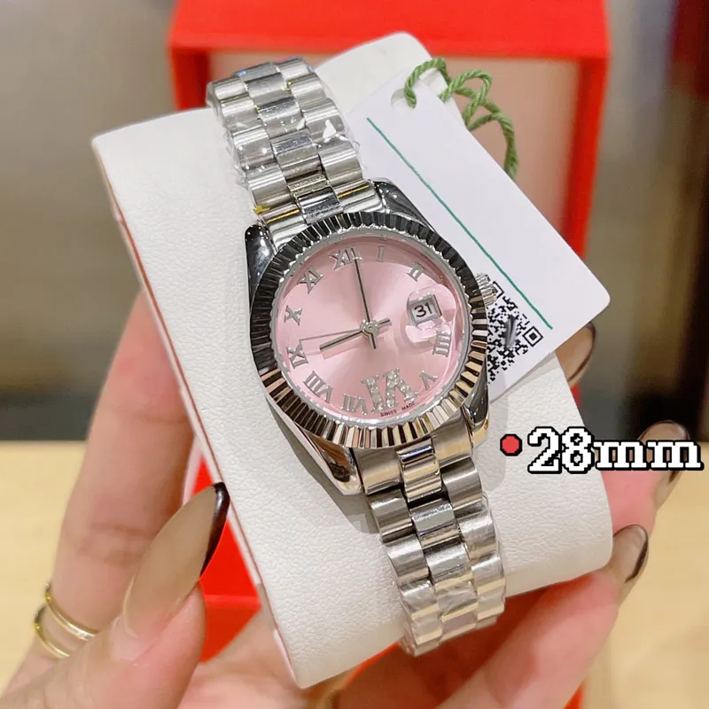 Moda luksusowe kobiety zegarki najlepsze marki projektantki Diamond Lady Watch 28 mm złoty sliver zegarki na rękę na damskie urodziny Christma2294