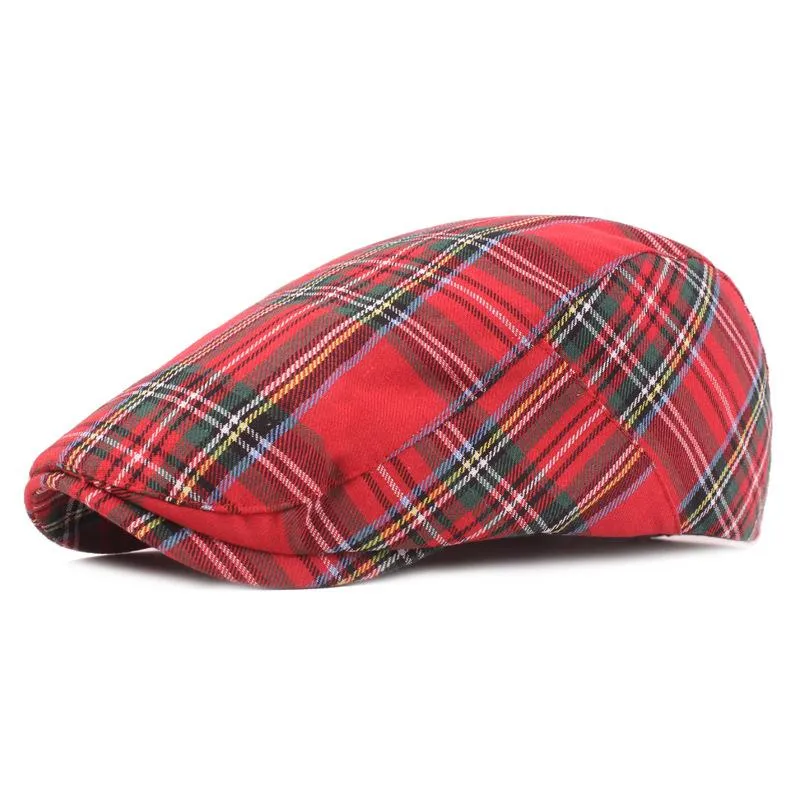 Berets Französisch Stil Kappe Plaid Baskenmütze Frauen Frühling Sommer Baumwolle Irish Rot Grün Peaky Blinders Herren Vintage Winter Damen HutB270m