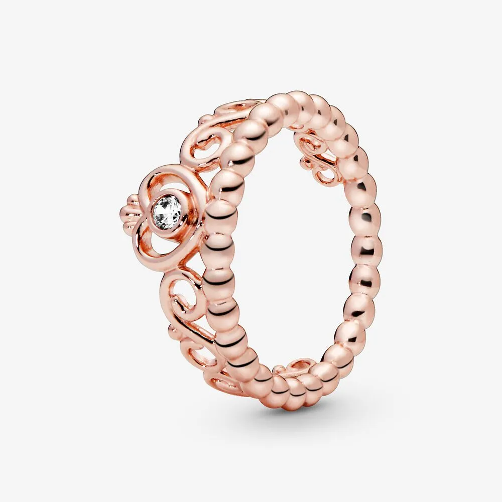 Nueva marca de anillo de banda de alto pulido, anillo de corona de princesa Tiara de plata esterlina 925 para mujeres, anillos de boda, accesorios de joyería de moda 294R