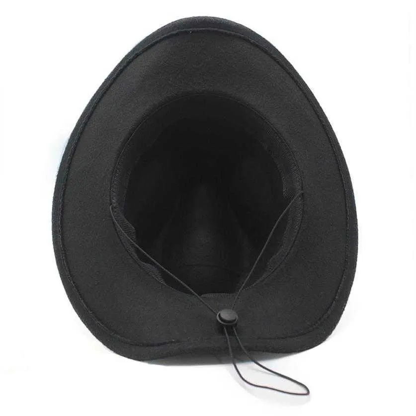 Homens inverno feminino preto lã fedora chapéu chapeu ocidental cowboy chapéu cavalheiro jazz sombrero hombre boné elegante senhora cowgirl chapéus 2202244e