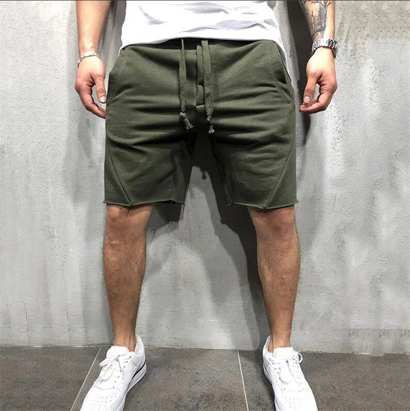 Wild Style Solid Color Ripped Short Pants Jogger Workout Shorts Men 220610