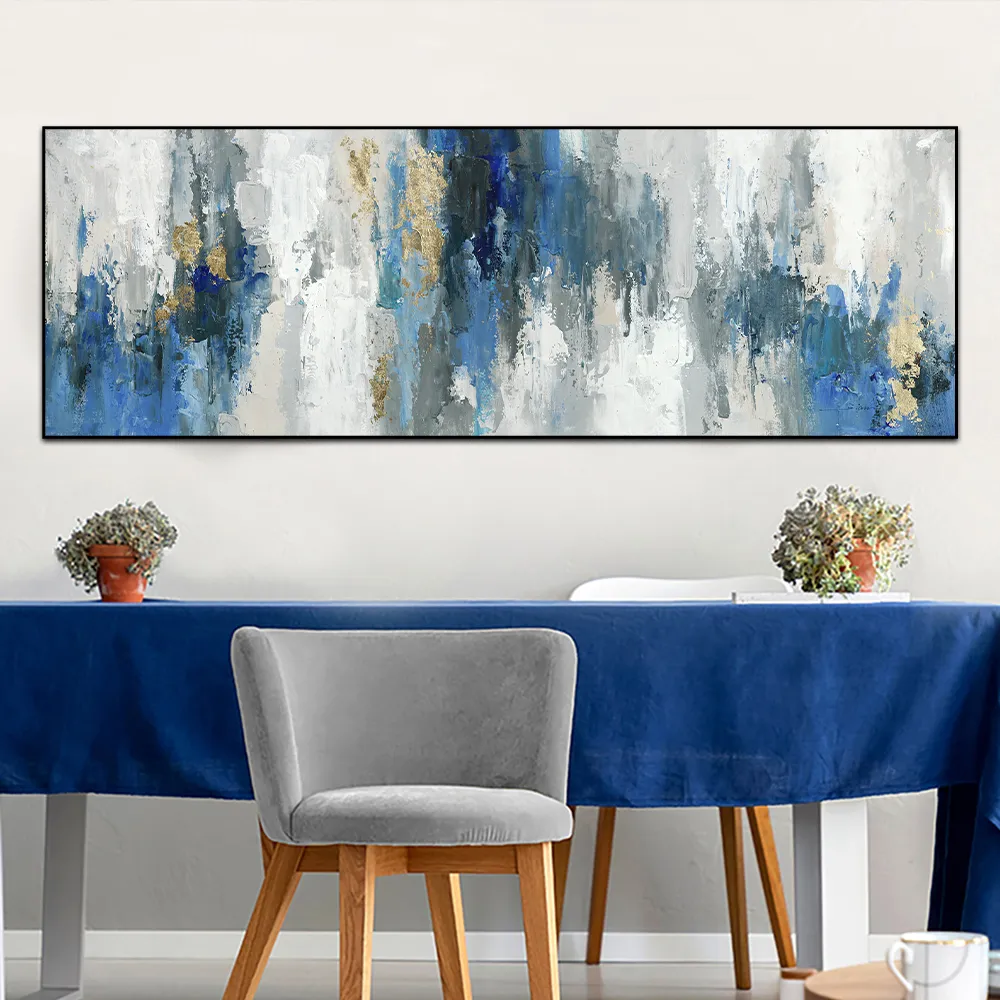 Pinturas a óleo abstratas modernas impressas em tela, nórdico, azul, arte de parede, pôsteres de tela para sala de estar, decoração de parede de casa 4913861