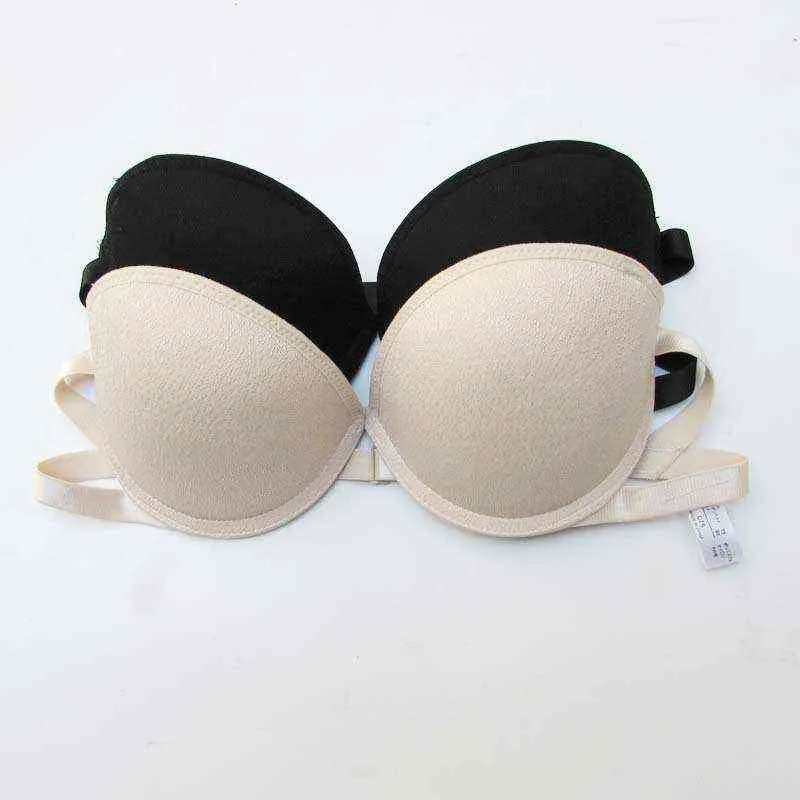 Japanse Stijl Sans Bretelles Onzichtbare Demi-Tasse Sexy Push Up Beha Ondergoed Trouwjurk Kleine Borsten Naadloze Anti-Skid Bralette L220727