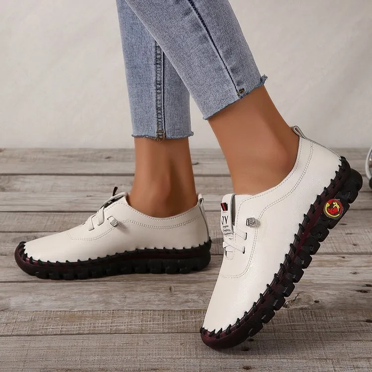 Plattform Loafers Dam Casual Skor Sommar Läder Flats Bekväm Slip on Mom Shoe Plus Size Oxfords Mujer Zapatos 220810