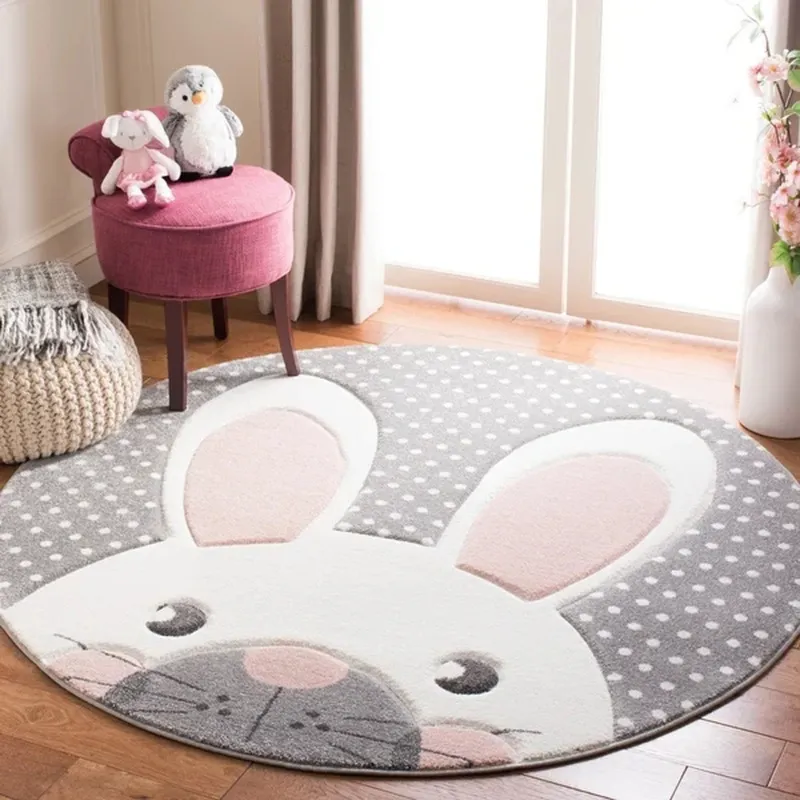 Round Cartoon Kids Carpetfurry Matcarpet för Nurseryp Ography Barnens Maturedroom Living Roomcute Room Decor Kanin