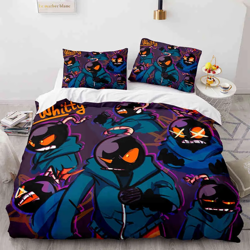 مجموعات الفراش ليلة الجمعة Funkin Whitty Single Twin Full Queen King Size Size Size Cartoon Cover Cover Cover Duvet Case