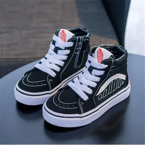 New 2022 Children Canvas Shoes High Top Casual Girls Sneakers Autumn Winter Teenage Boy Shoes Classic Black Kids Sneakers D06283