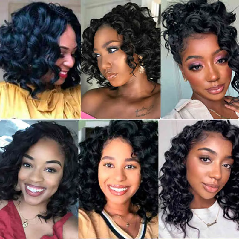 Ocean Deep Wave Crochet Hair With Highlights African Afro Curls 10Inch Natural Synthetic Braiding Extensions Expo City 220610
