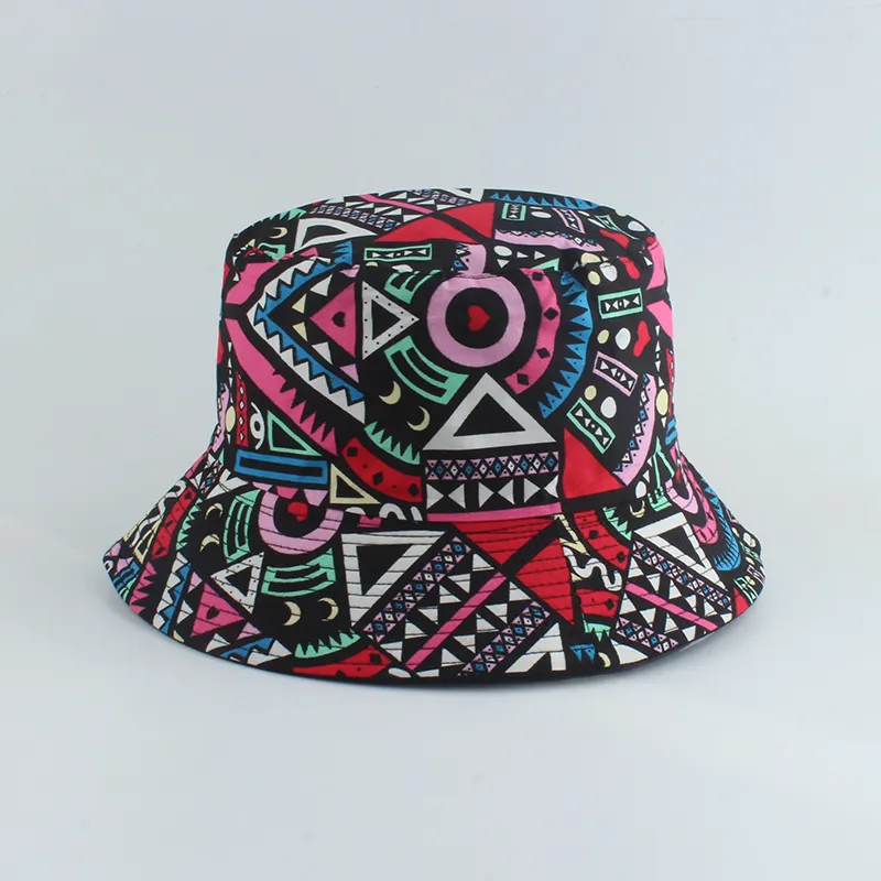 Erkekler Balıkçı Şapkası Vintage Baskı Panama Kovası Tersinir Bob Chapeau Femme Retro Hip Hop Cap Gorros 220513