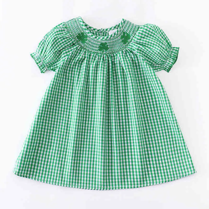 Girlymax St. Patrick's Day Sibling Plaid Clover Baby Girls Dress Boys Shorts Set Top Ruffles Romper Smocked Woven Kids Clothing AA220326