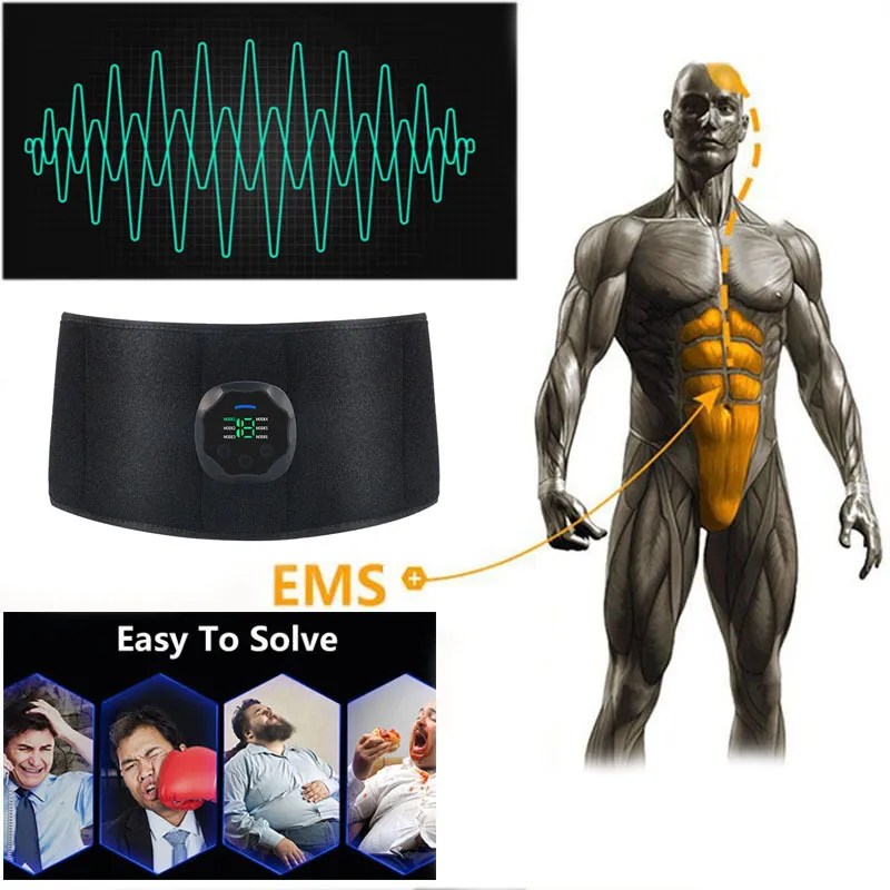 EMS筋肉刺激腹部トレーナーボディバイブレーションマッサージスリミングベルトウエストABマシンフィットネスワークアウト機器ドロップシップ29590467