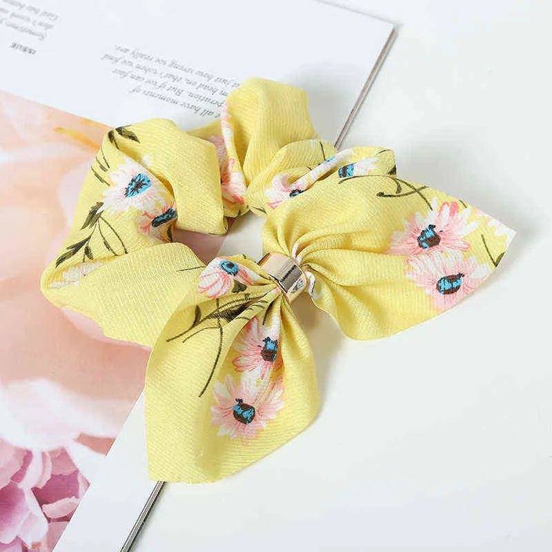 LOVINGSHA Cute Rabbit Ear Floral Women Accessories Elastic Rope For Girls Rubber Band Tie Hair Scrunchies AA220323