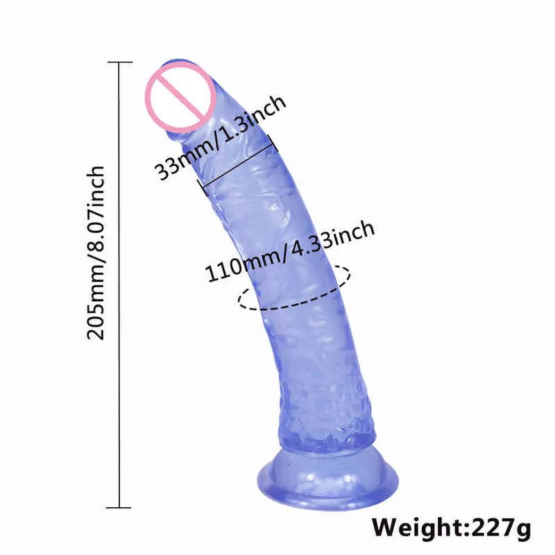 NXY Dildos Color Simulation Penis Kvinnlig apparat Transparent Crystal Dildo Fun Toy 220601