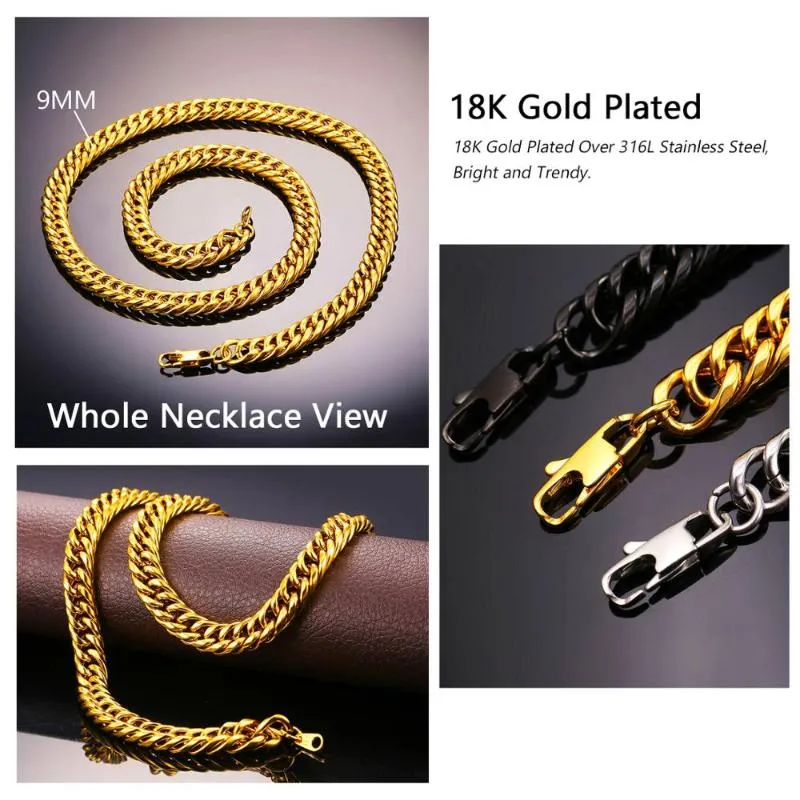 Chains U7 Necklaces For Men Miami Cuban Link Gold Chain Hip Hop Jewelry Long Thick Stainless Steel Big Chunky Necklace Gift N453255c