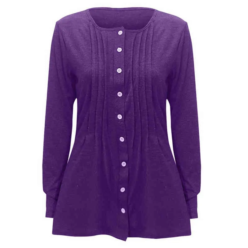 Nowe solidne kolorowe koszule tunika Kobiety jesienne bluzki bluzki swobodne pulower z długim rękawem bluzki damskie l220705