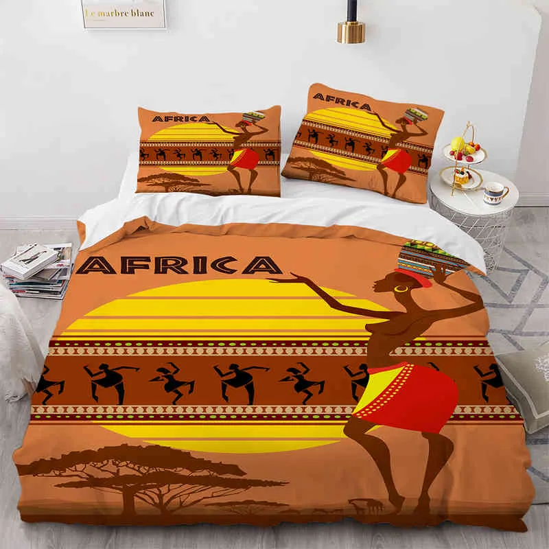 Ancient African Women Bedding Set for Bedroom Soft Bedspreads Comefortable Duvet Cover Quality Comforter Covers and Pillowcase