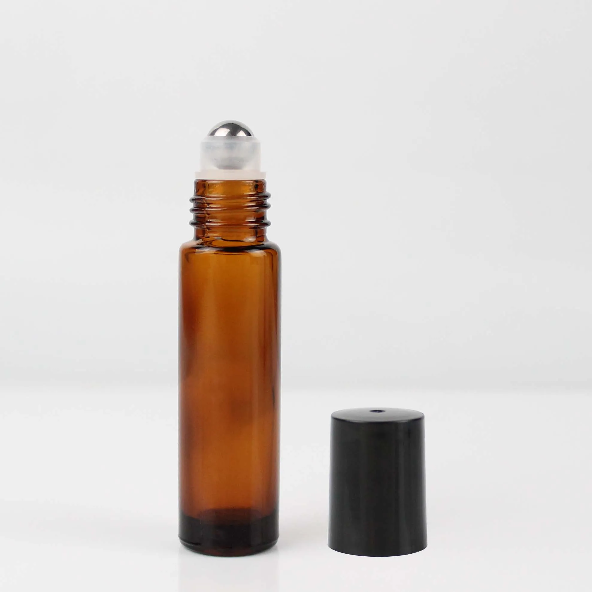 10 ml Amber Glass Roll på flaska med rostfritt stålkula för eteriska oljor Tomma återfyllningsbara parfymflaskor behållare 
