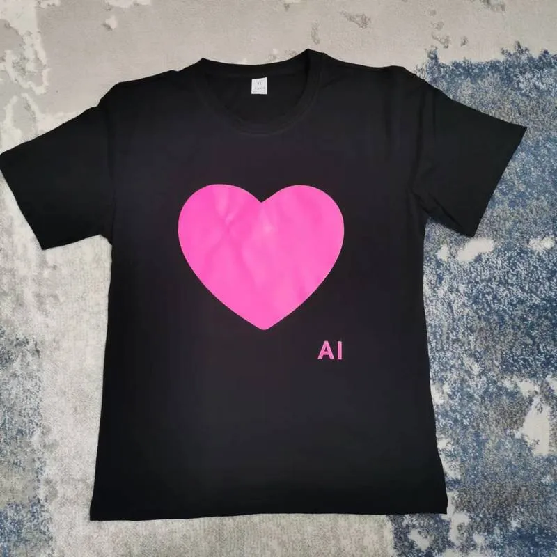 Ebaihui mannelijke zwart verlicht T-shirt interactieve gloed glow mannen hart bedrukte t-shirts top in donkere t-shirt graffiti geschilderde lichtgevende familiekleding met licht