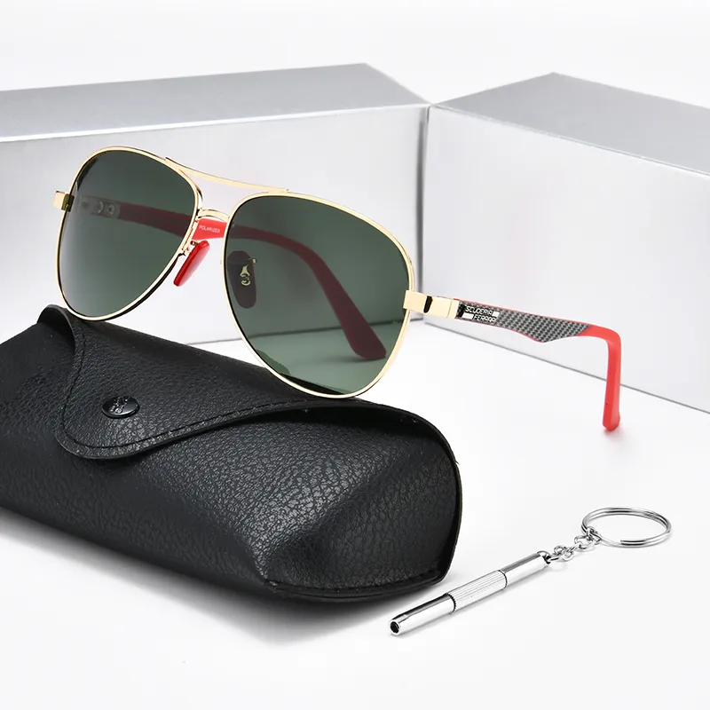 Брендовые винтажные алюминиевые поляризованные солнцезащитные очки, классические солнцезащитные очки-пилоты с покрытием, оттенки линз для мужчин и женщин, полный набор Box255A