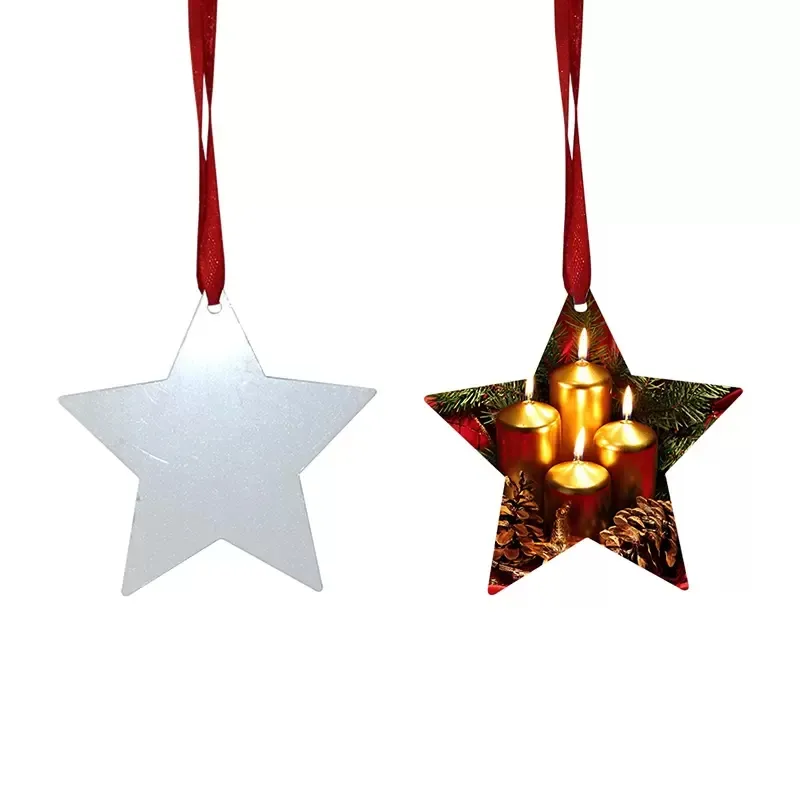 Ornement vierge de sublimation de Noël Double face Pendentif d'arbre de Noël Plaque d'aluminium multi-forme Étiquette suspendue en métal Vacances Decorati244G