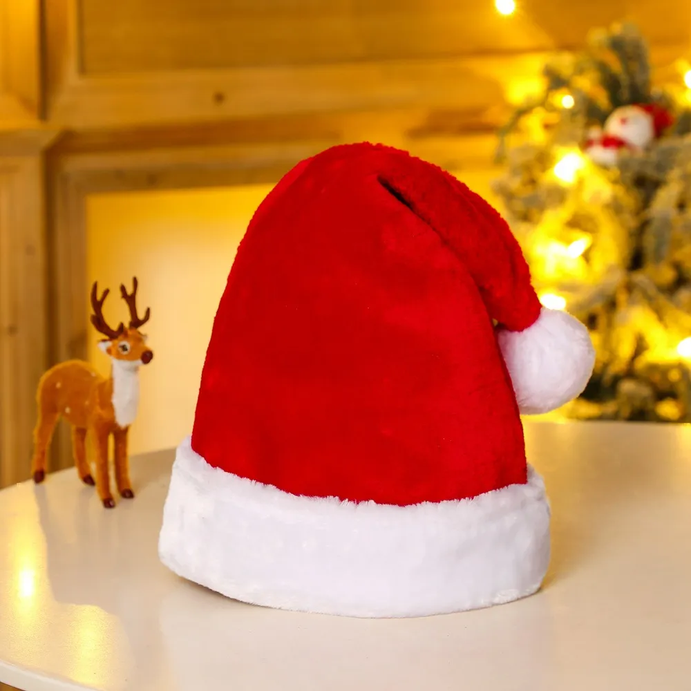 Rote Weihnachtsmütze aus weichem Plüsch, gestreift, Schneeflocken-Hüte, Weihnachtsmann, Cosplay-Kappe, Kinder, Erwachsene, Weihnachtsfeier, Dekoration, Kappen TH0091