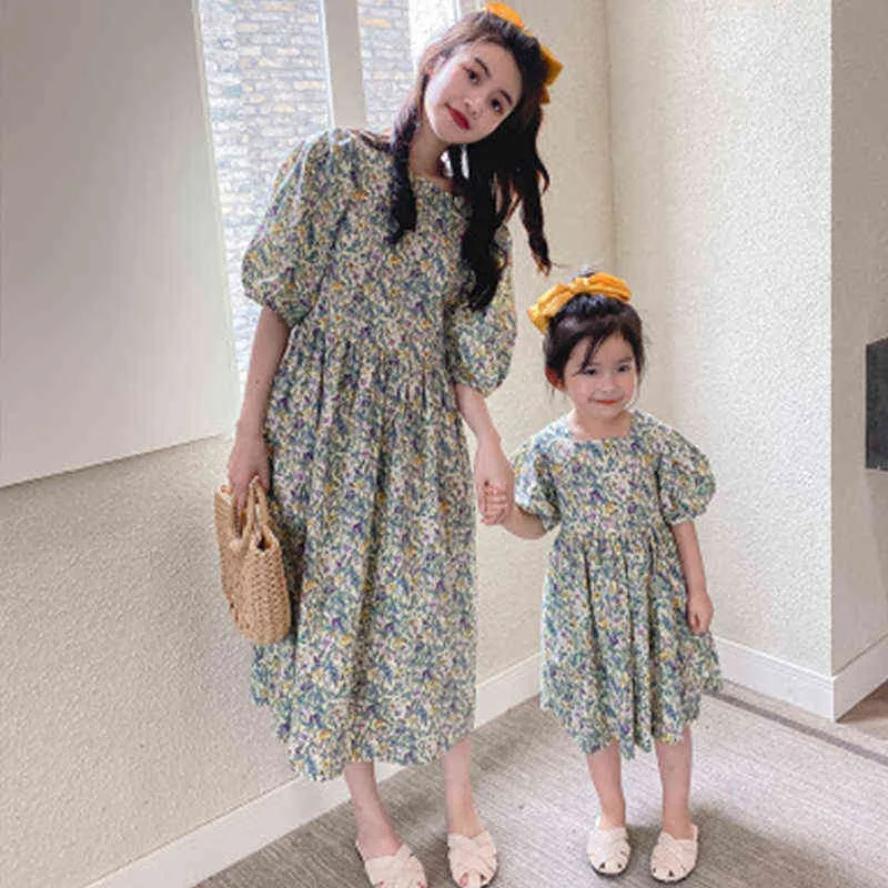 Vestidos florais para mãe e filha, vestido longo solto de verão, roupas combinando para a família, mulheres, meninas, vestido madre e hija