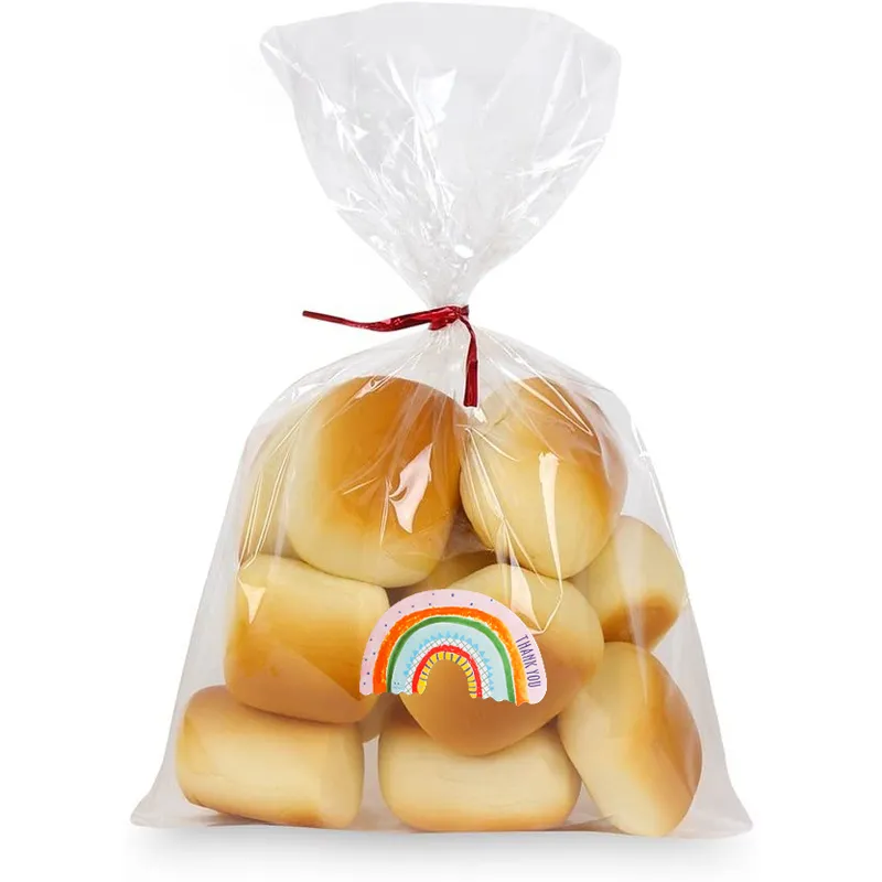 50/100 مجموعات من البلاستيك الشفاف حقيبة الخبز الحلوى مصاصة أكياس تغليف السيلوفان يعامل أكياس مع تويست التعادل rainbow ملصقات 220420