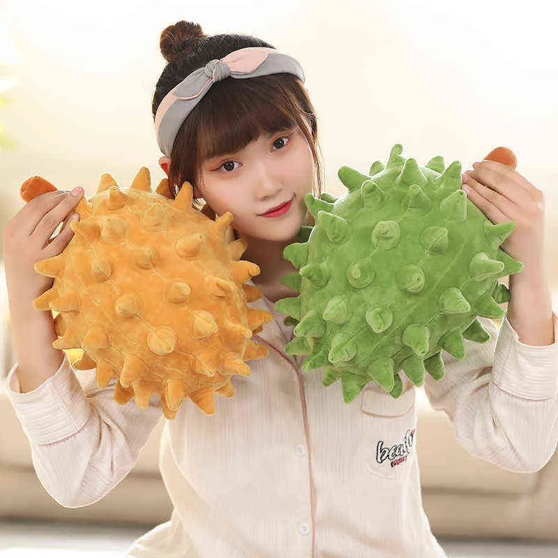 CM Simulation Creative Durian Fruits Söt plysch fyllda leksaksdockor kudde för barn flicka julklapp bild dekoration j220704