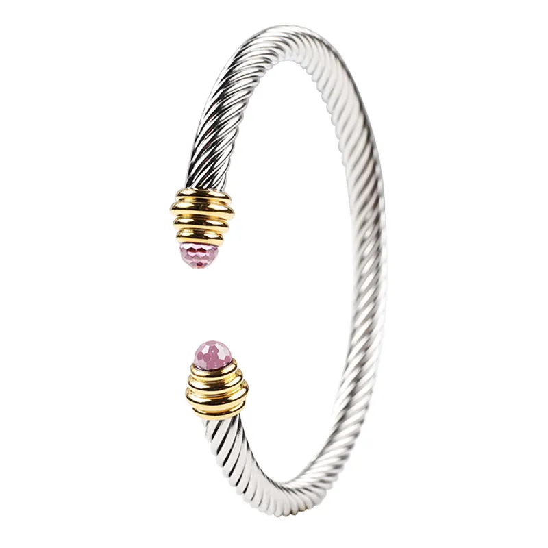 Bangle Open Designer Bransoletka kryształowy diament Regulowane kabelowe bransoletki projektantki damskiej stalowa stalowa miłość Banles326M