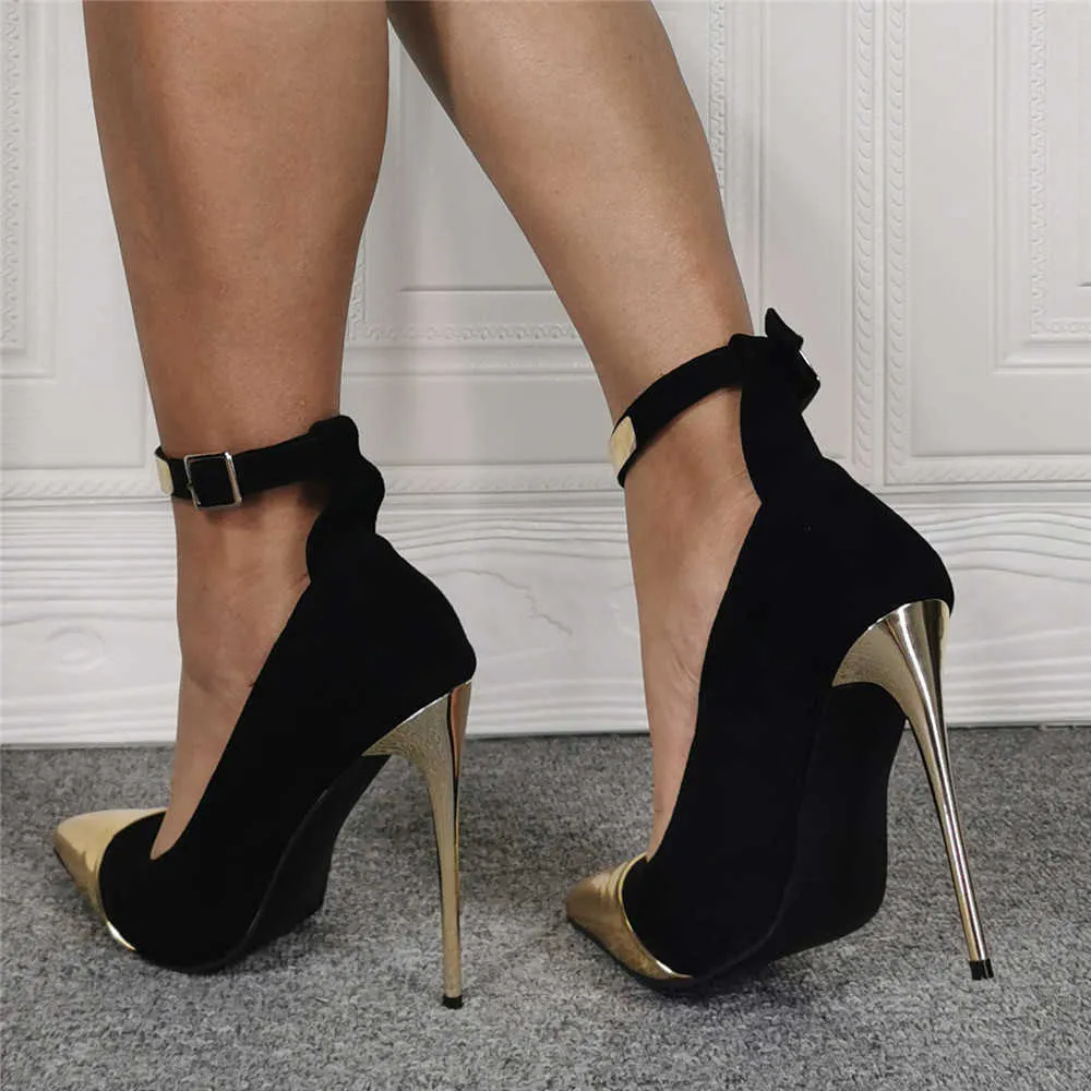 Индивидуальные модельные туфли Sorbern Тонкие кожаные туфли на высоком каблуке с пряжкой для банкета и ночного клуба, сочетающиеся по цвету, большие женские туфли с острым носком 46