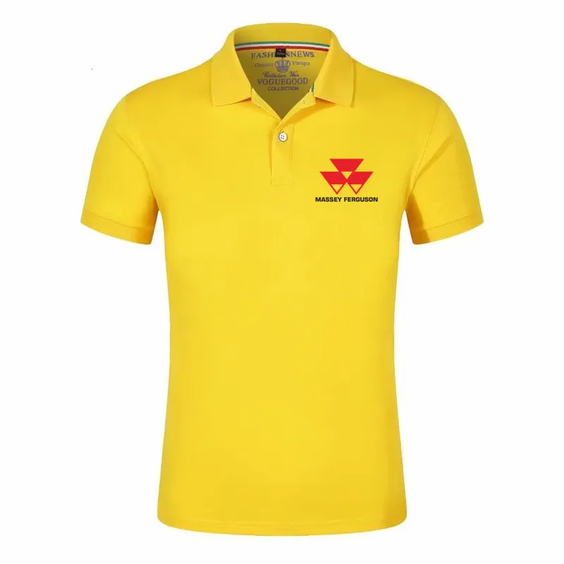 Été beau hommes à manches courtes MASSEY FERGUSON imprimé coton personnalisé couleur unie Polo à la mode tout-match 220504