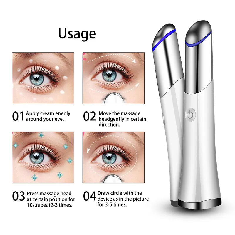 Mini masseur électrique pour les yeux vibrateur rouleau ionique anti-âge rides cernes sac mince dispositif pour le visage USB portable stylo de soins des yeux 220514