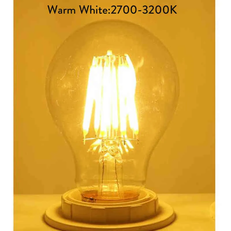 레트로 LED 필라멘트 라이트 램프 E27 2W 4W 6W 8W A60 B22 BAYONET 빈티지 EDISON LED 전구 AC 220V CLEAR GLASS SHELL H220428