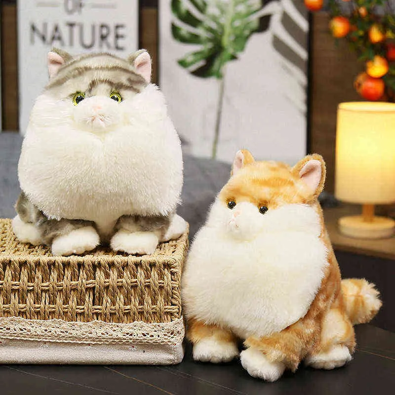 Cats de gatos realçados simulação cheia de gato boneca de gato de gato real Toys de animais de estimação Decoração de aniversário Presente de aniversário para meninas bebês j220704