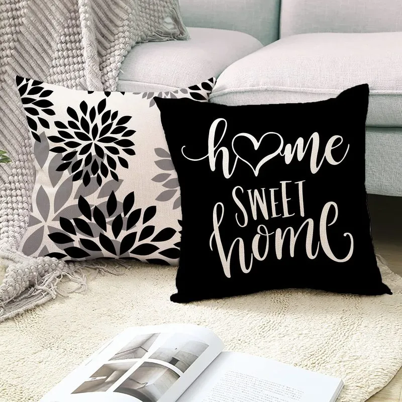 Travesseiro de travesseiro preto e branco geométrico de linho Sofá Capa de almofada de almofada Home Decoration pode ser personalizado para você 40x40 45x45 50x50 60x60 220623