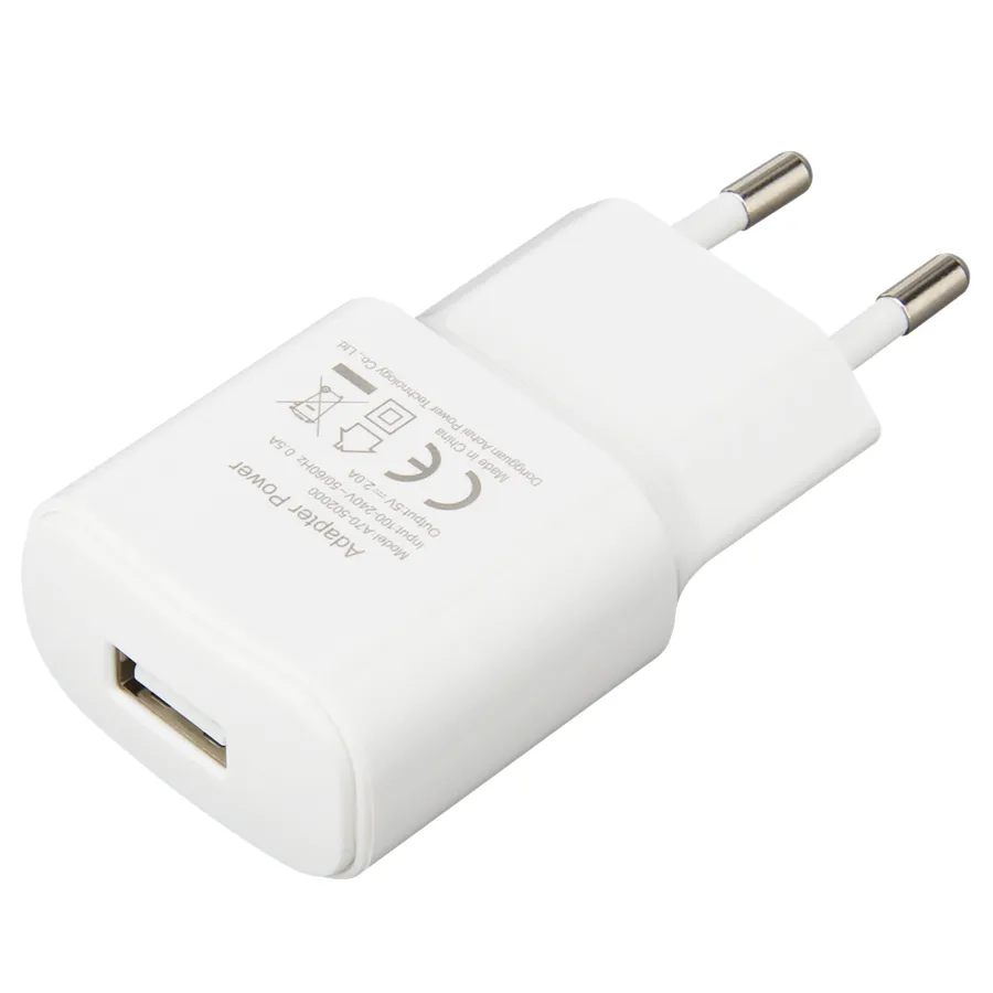 USB-telefoonoplader 5V 2A 1-poorts reisoplaadadapter EU-stekker Voeding voor Samsung Huawei Xiaomi mobiele telefoon