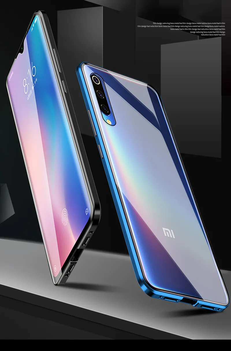 Dubbelsidig metallfall Härdat glas för Xiaomi 10 Pro RedMi Not 9 9S 8 7 PRO K20 Pro Magnetic 360 Full skyddskåpa