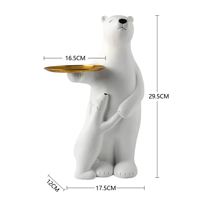 Weilead Resina Polar Urso Storage Bandeja de Artigos de Mobiliário Nórdico Estatuetas Modernas Criativas para Ornamentos de Desktop de Casa Interior 220426