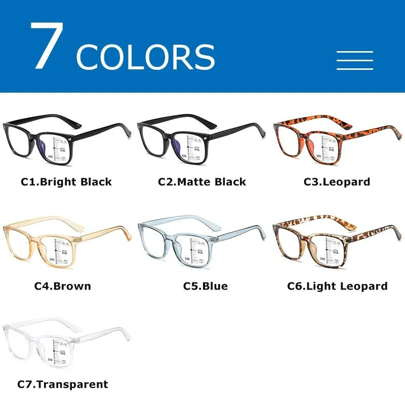 Solglasögon Square Reading Glasses Men Multifocal Progressive Diopters Anti-Glase Computer Business Office Women Eyeglasses UV400SU241U