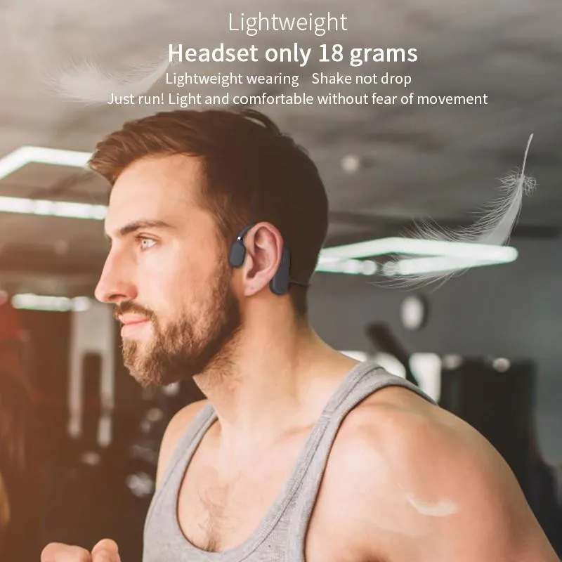 Knochenleitung Kopfhörer Bluetooth Wireless wasserdicht Komfortable Verschleiß Offener Ohrhaken Leichte Gewicht Nicht In-Ear-Sport-Kopfhörer