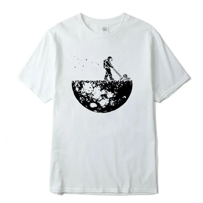 Alta calidad 100% algodón limpiador lunar impresión calle estilo casual manga corta hombres camiseta fresca suelta oneck camiseta masculina camiseta 220526