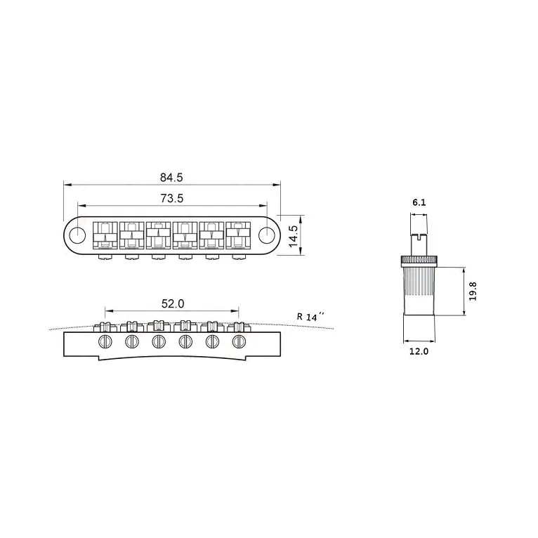 Ponte e arremate de guitarra elétrica Nickel Tune-O-Matic