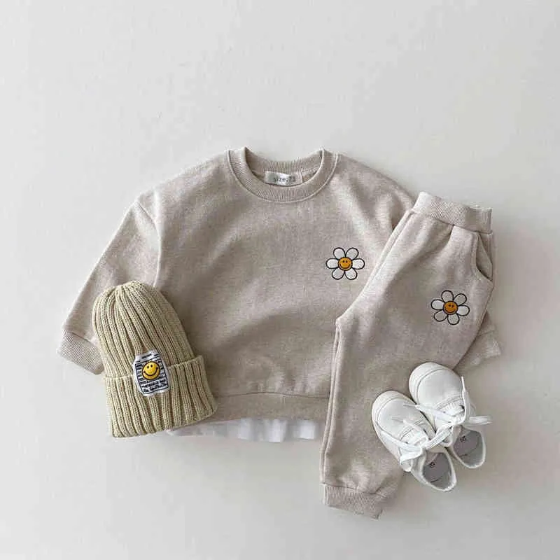 Kleine kleding voor babymeisjes kleren Sets herfst winter pasgeboren babyjongens bloemen sweatshirt broek pc's babyontwerper kleding y220519